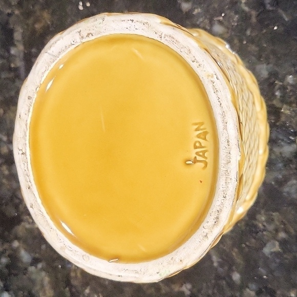 VINTAGE 50s JAPAN Chicken Hen on Nest Basket Porcelain Bowl Ceramic Jar - Picture 5 of 6